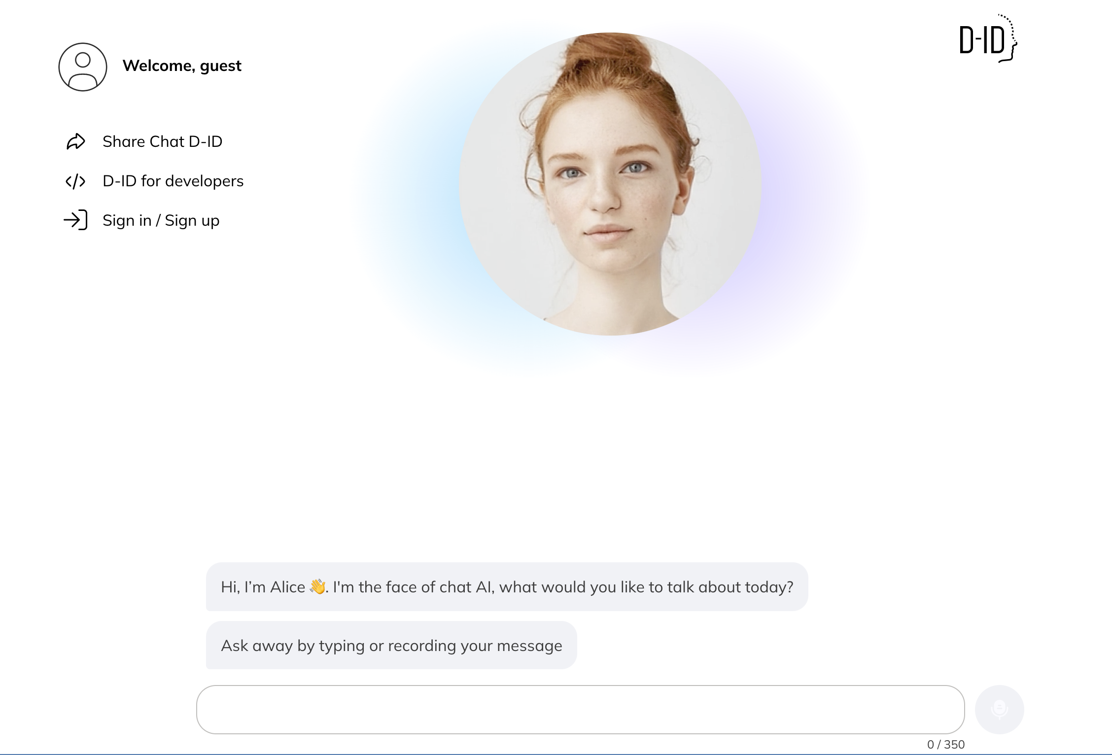 chat.D-ID enables anyone to talk face to face with AI