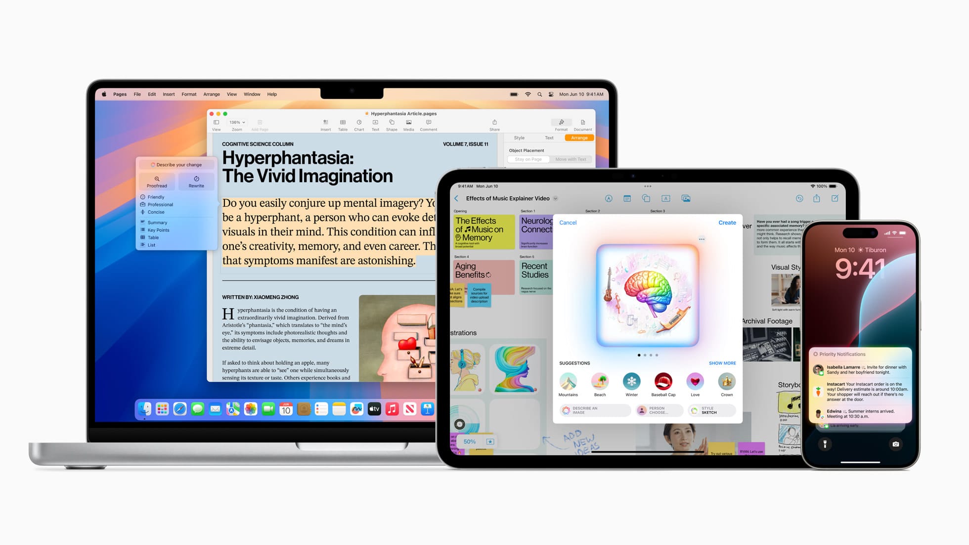 Apple Intelligence integrates context-aware AI across iOS 18, iPadOS 18, and macOS Sequoia