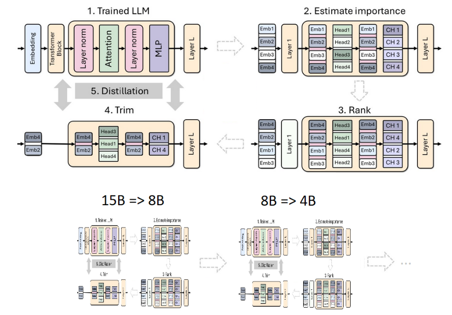 NVIDIA showcased its pruning and distillation techniques with Llama-3.1-Minitron 4B