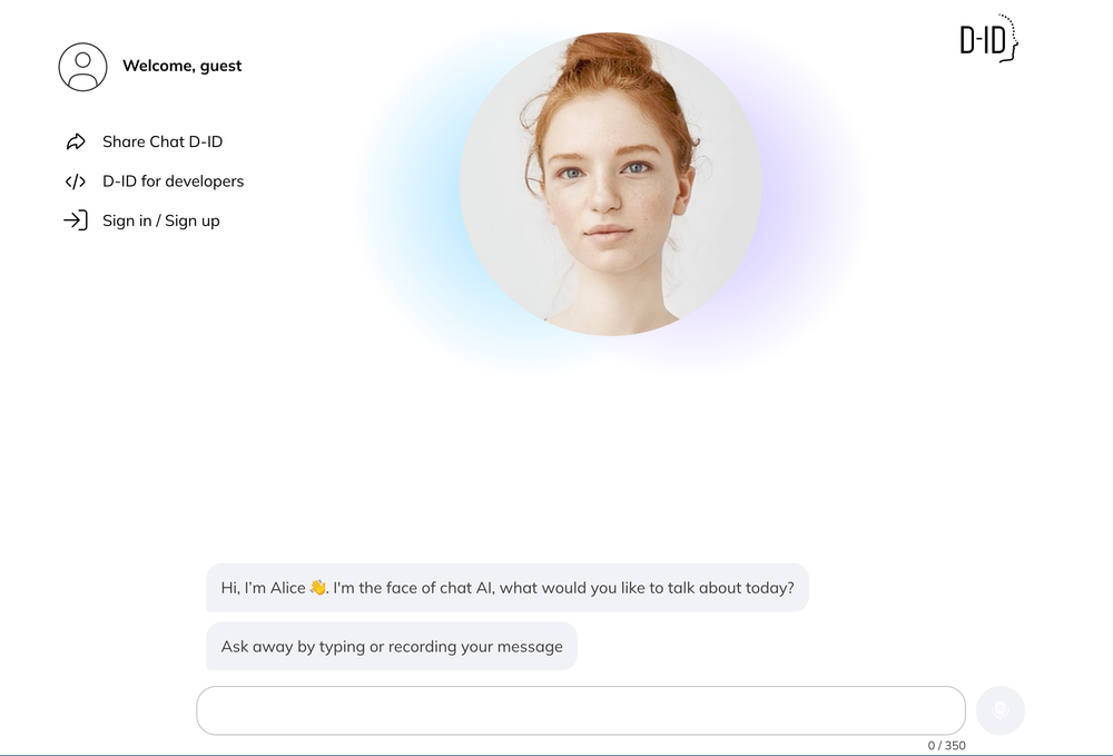 chat.D-ID enables anyone to talk face to face with AI post image