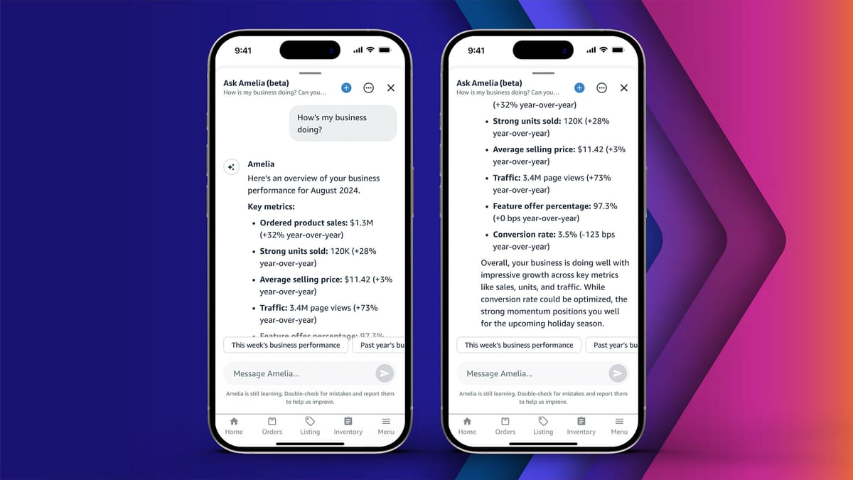 Project Amelia is Amazon's new AI-powered personal assistant for independent sellers Post feature image